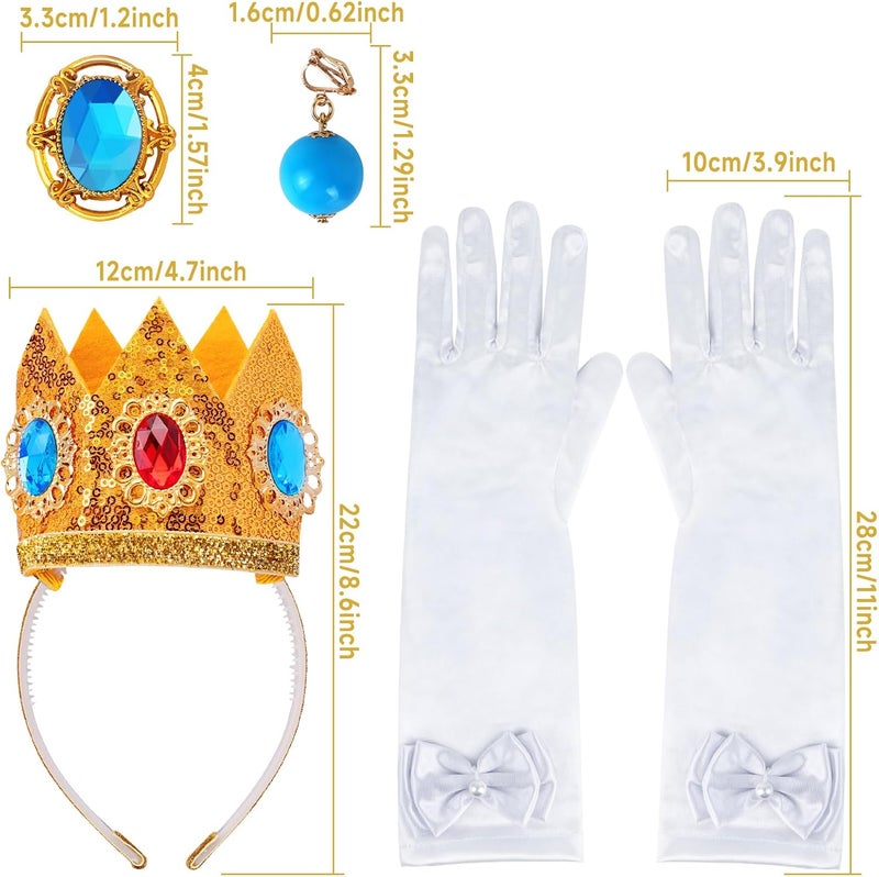 Goenb Princess Costume Accessories, 4 PCS Set of Princess Crown/Earrings/Gloves/Brooch Dress up for Women Girls - Image 2